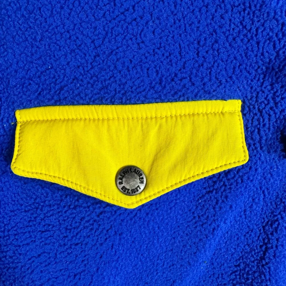 Polo Ralph Lauren Quarter Zip Blue Yellow Trim‎ Mens Medium Talon Golf Utility